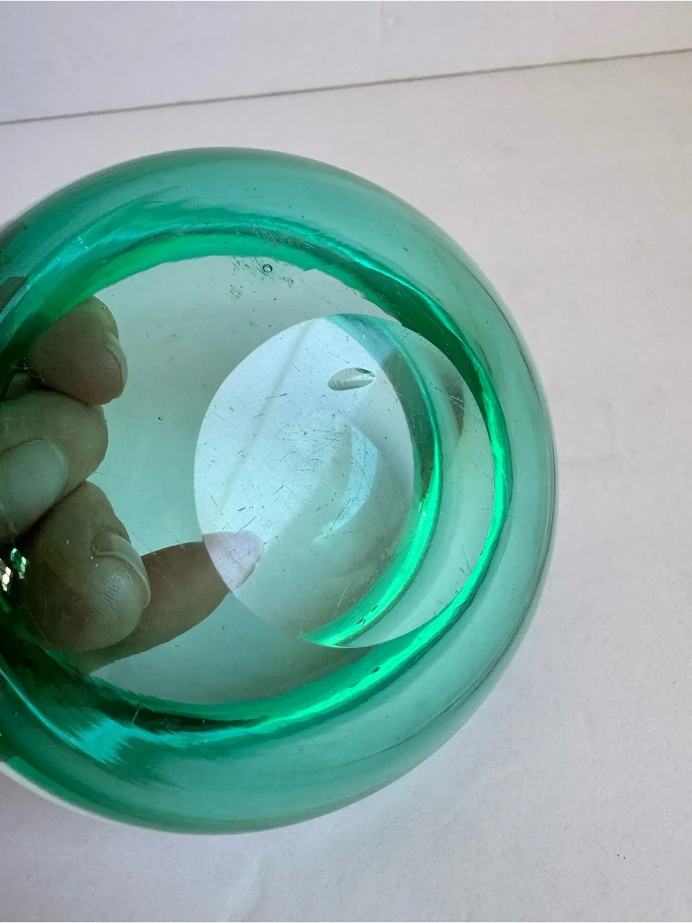 Vintage Murano Art Glass Bowl Turquoise Blue Green Catchall Trinket Dish Geode